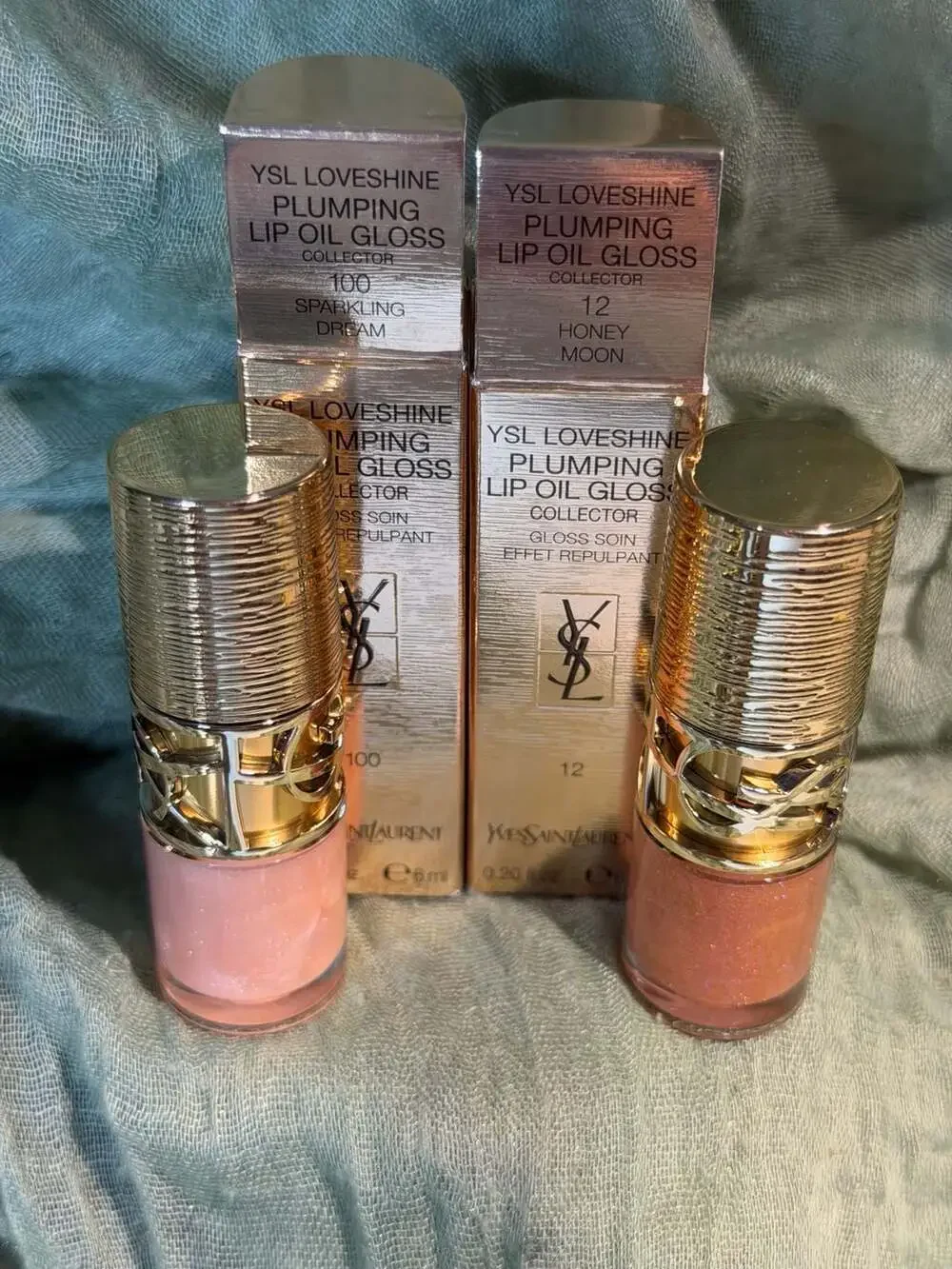 YSL Loveshine Plumping Lip Oil Gloss (Set of 2 Sparkling Dream, Honey Moon) Limi